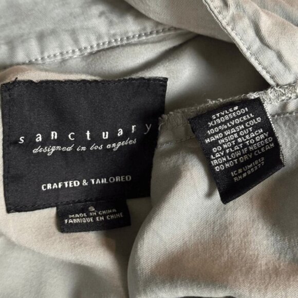 Sanctuary Light Weight Long Roll Tab Sleeves Shirt Jacket Tie Waist Shacket Sz S - Picture 5 of 7